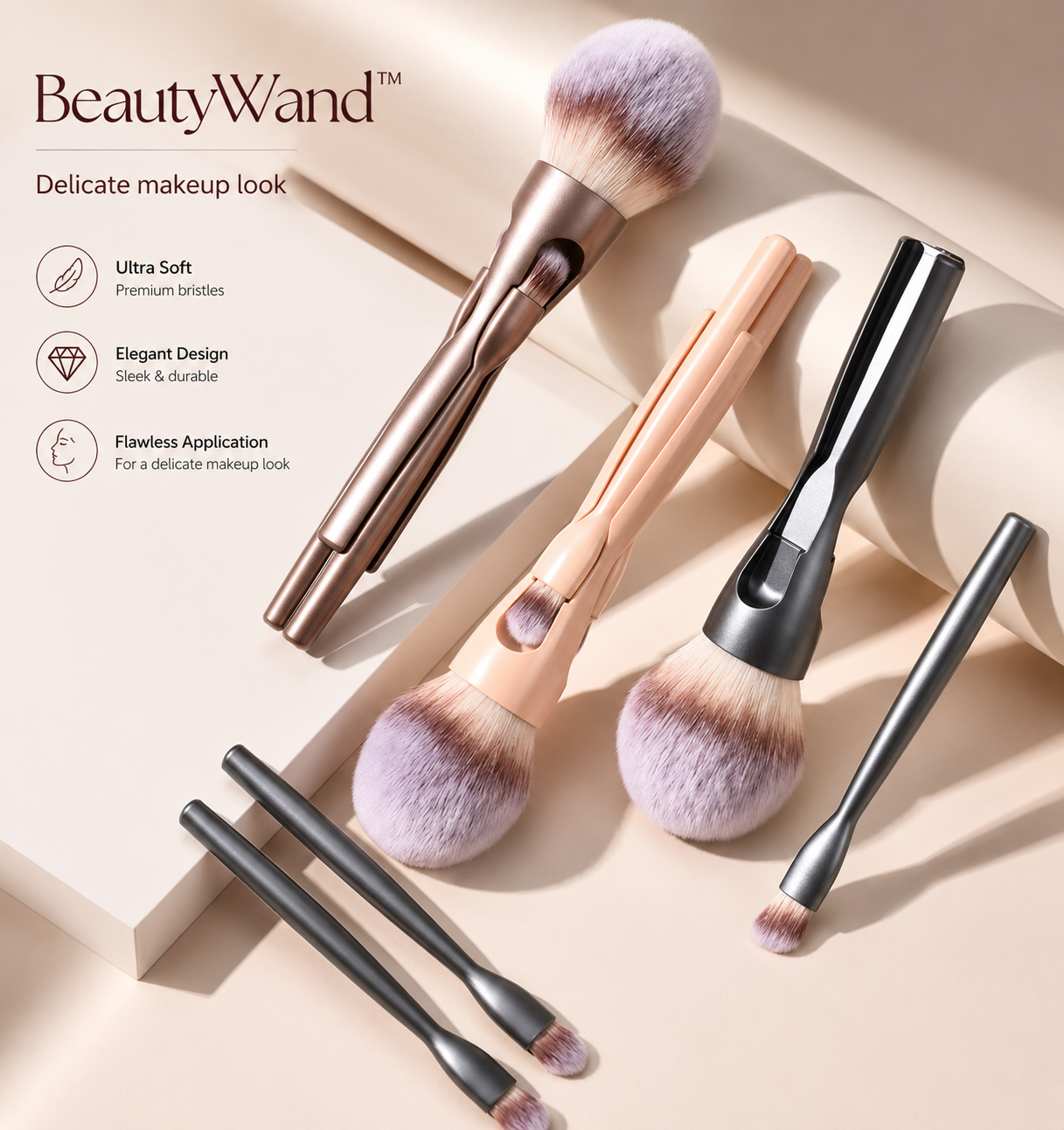 BeautyWand™ 4-in-1 Portable Magnetic Makeup Brush